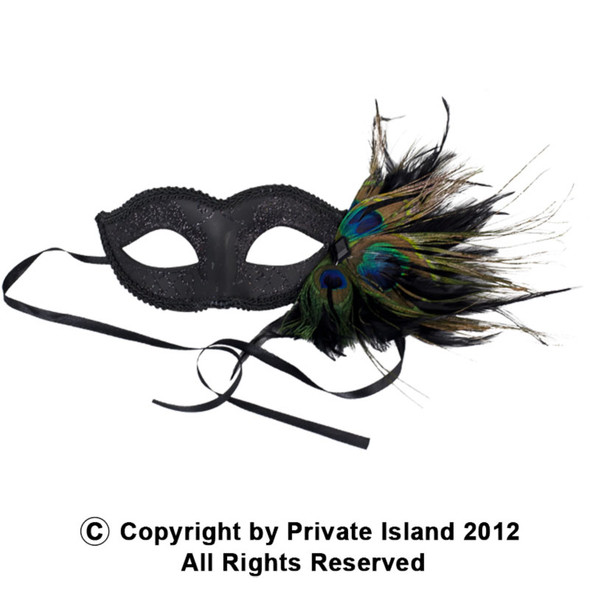 12 PACK Masquerade Venetian Masks Bulk | with Peacock Feathers 1846D
